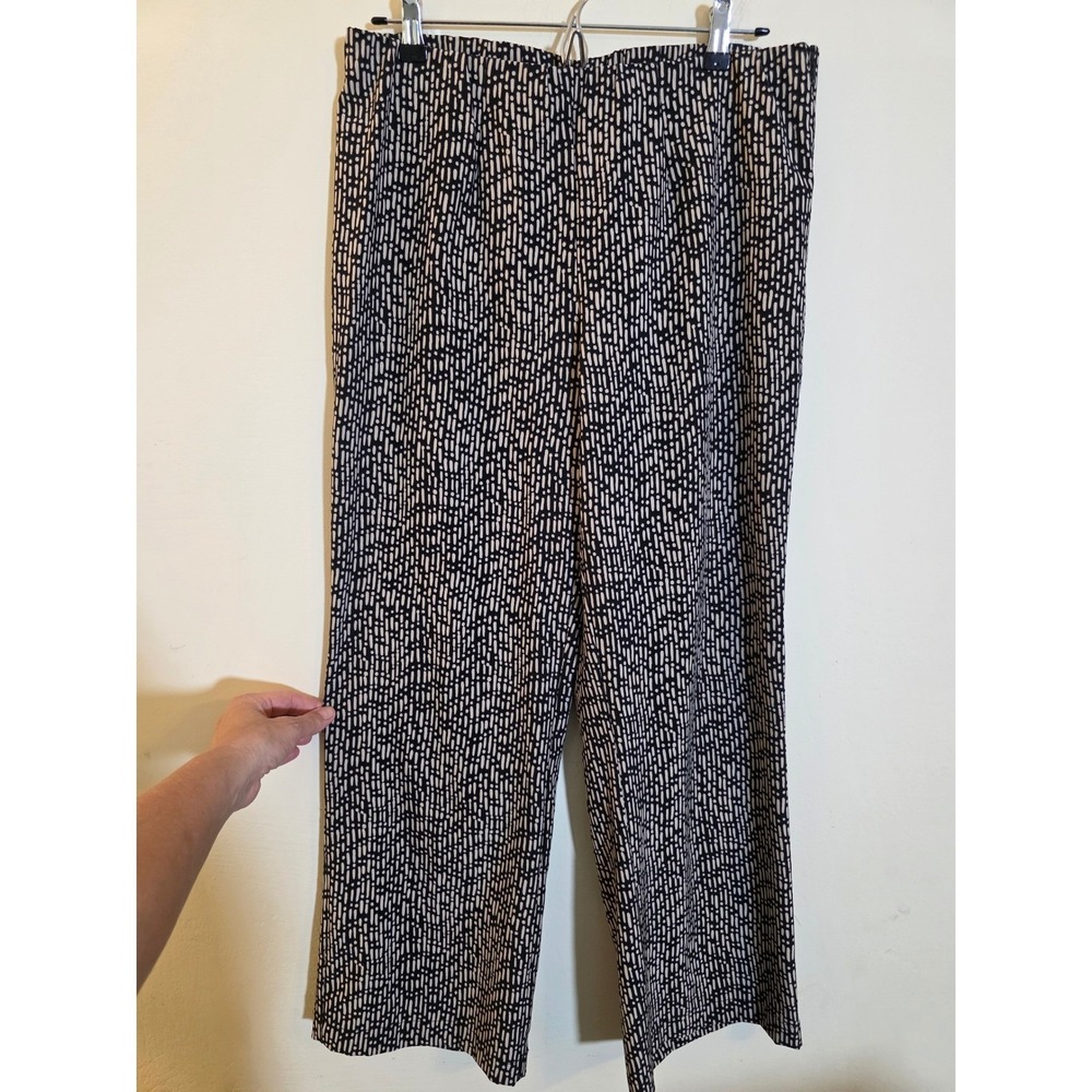 Coldwater‎ Creek Petite Pull On Pants Black White Geometric Print Stretch 10P